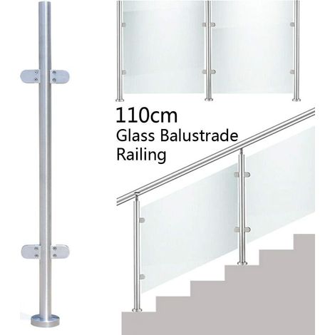 Balaustra in acciaio inossidabile balaustre ringhiera in vetro balaustra balcone con morsetti in vetro, supporto per corrimano per tubo 42mm, supporto in vetro rotondo 63 45mm