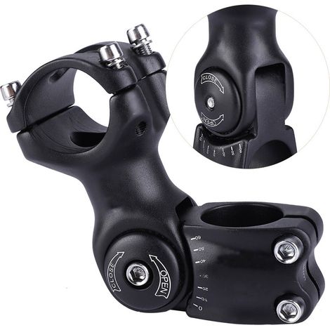 Potence Vélo Réglable en Aluminium 0-60° pour VTT, Vélo de Route et Urbain (Diamètre 31.8mm, Longueur 90mm)