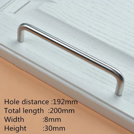 Poignées de porte en acier inoxydable en forme de U (192 mm), boutons de commode, boutons et poignées de placard de cuisine pour meubles, diamètre 8 mm, HomeDeco (1/5)