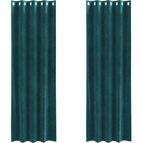 Rideaux occultants 2 pcs Vert foncé 140 x 245 cm Velours