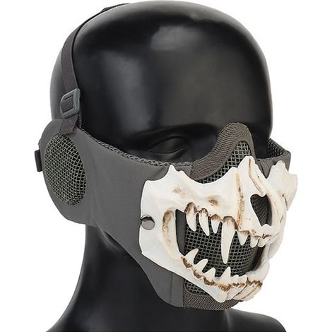 Masque cycliste squelette extérieur, protection oreilles demi-visage, accessoires Halloween crocs effrayants horreur déguisement (1/5)