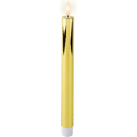 Candela LED decorativa oro 2.2 × 24.5 cm con stoppino y sin llama