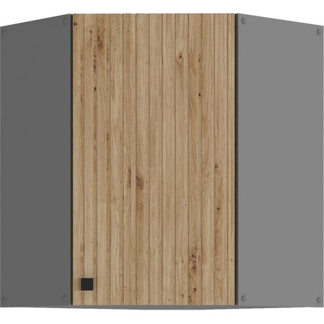Küche AVA Artisan Eckhängeschrank 60X60 cm Lamellenoptik Küchenzeile Einbauküche (1/5)