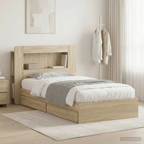 vidaXL Estructura de cama con almacenamiento Roble Sonoma 90 x 200 cm (1/5)