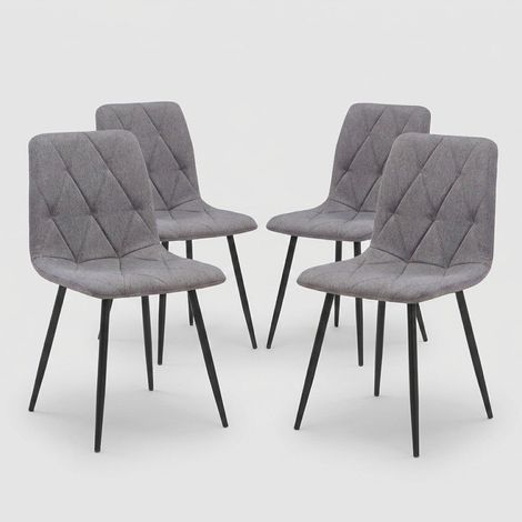 Set 4 sedie da interno imbottite stile elegante Marea - Grigio