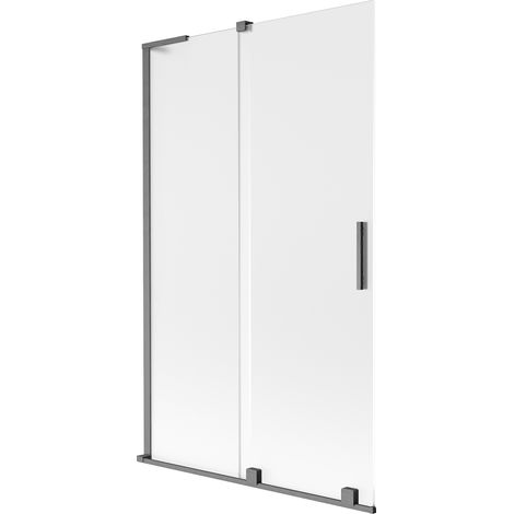 Mexen Velar L Badewannenabtrennung 2-flügelig verschiebbar 110 x 150 cm, matt, gebürstet Dunkelgrau - 896-110-003-31-66 (1/5)