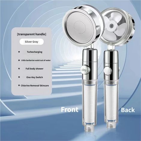 Pommeau de douche à hélice haute pression - filtre à économie d'eau - régulateur de puissance avec interrupteur d'arrêt - buse à angle réglable (1/5)