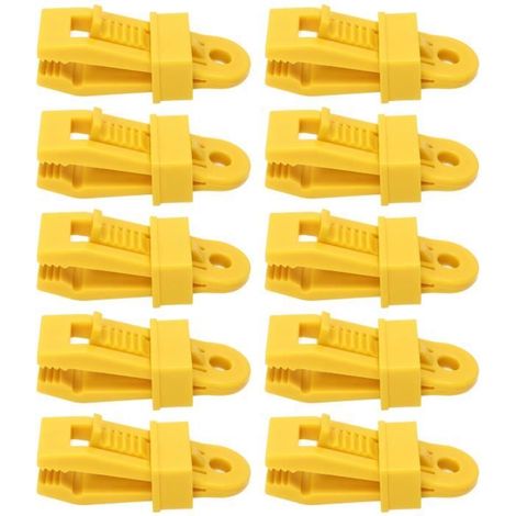 Clips de tente 10 pièces, pinces à bâche robustes avec poignée de verrouillage, couleur jaune (1/4)