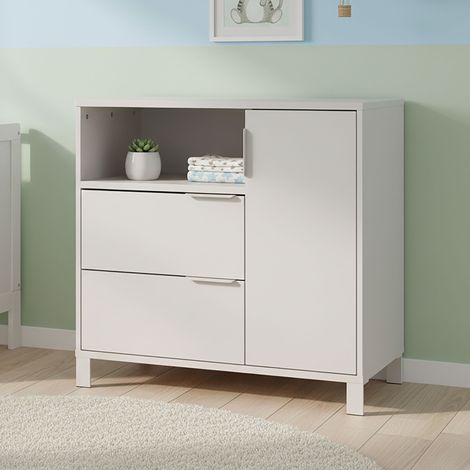 Commode 1 porte et 2 tiroirs 89x54x92 cm taupe - NALMAR (1/4)