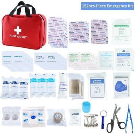Trousse de premiers secours de 152 pièces, coffret d'urgence pour activités de plein air, assortiment complet pour le travail, la maison, la voiture, le camping, les voyages, le sport, mini trousse de (1/4)