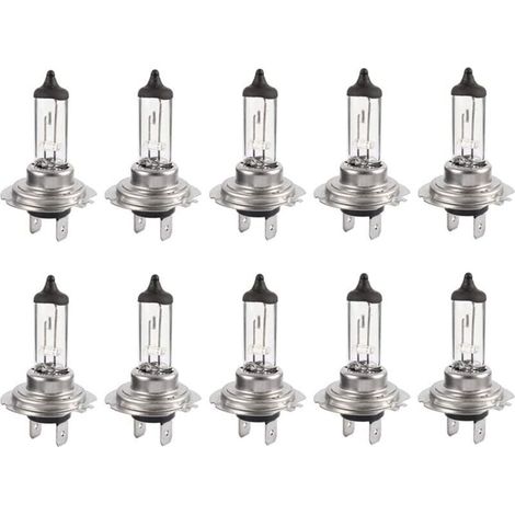 10 bombillas halógenas LED H7 de 12 V y 55 W, duraderas, de luz blanca cálida, para luces altas y bajas de coche. (1/4)