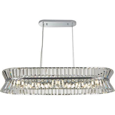 Searchlight Uptown Luminaire suspendu ovale à 10 ampoules, chrome, cristal transparent (1/4)