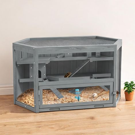 Cage pour rongeur en tannenholz PS-Plexiglas 115 x 60 x 55 cm (1/5)