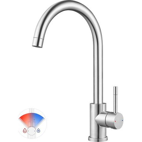 CECIPA Küchenarmatur, Edelstahl, rost- und bruchfest, 360° schwenkbarer Küchenmischer, hoher Wasserdurchfluss, gebürstet (1/5)