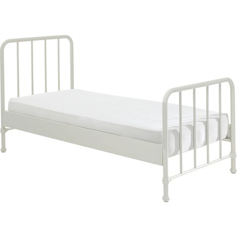 Lit 90x200 sommier inclus Vipack Bronxx Blanc mat (1/3)