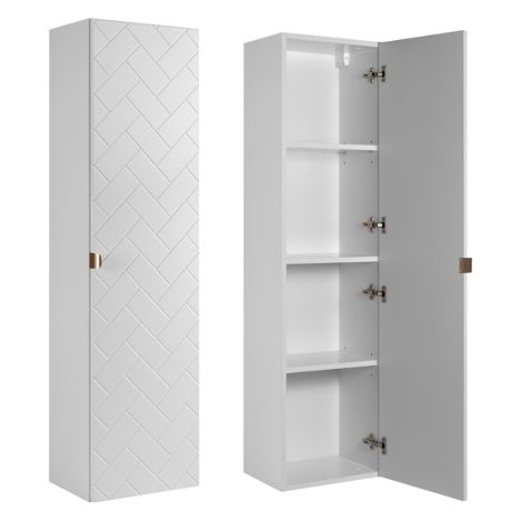 Rodan Hochschrank Bad Weiß Matt, 27 x 35 x 136 cm, 1 Tür mit Soft-Close, feuchtraumgeeignet, Badschrank mit Stauraum