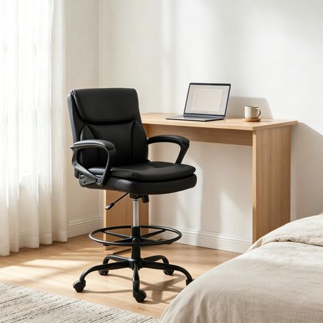 Sedia da ufficio confortevole con anello per i piedi e ruote, sedia girevole ergonomica, sedia da lavoro, sedia da disegno (solo 1 pezzo di sedia girevole da ufficio) (1/5)