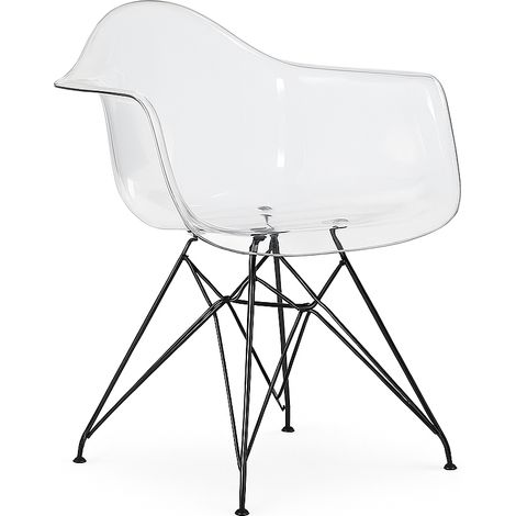 ORION91oficial® - Sillón ALTAIR Edición Limitada, Transparente, Patas en Negro 🖤, Asiento Polipropileno 67x57,5x82,5 cm, Comedor - Oficina - Salón - Teletrabajo - Cocina - spaziOrion91 - Unidad