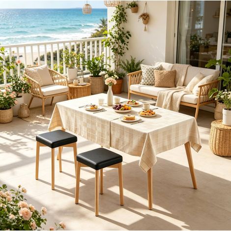 Tabouret de bar 32,5x32,5x47 cm en bois noir, gain de place, pour cuisine FloraGrace (1/4)