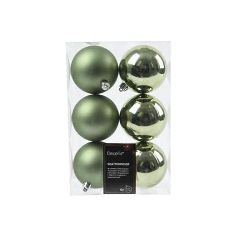 CAJA BOLAS 6U. 8CM COLOR VERDE MATE BRILLO