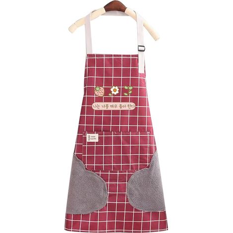 Küchenschürze, wasserdicht, verstellbare Taillenschürze mit Tasche, Netzschürze, Café-Arbeitsschürze, 1 Stück (Rot)