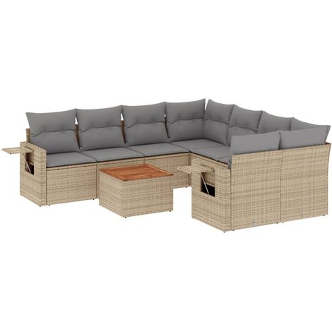 Maison Exclusive - Juego de sofás jardín con cojines beige mezcla (1/3)