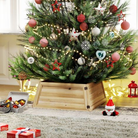 Jupe sapin Noël bois naturel 65 x 65 cm