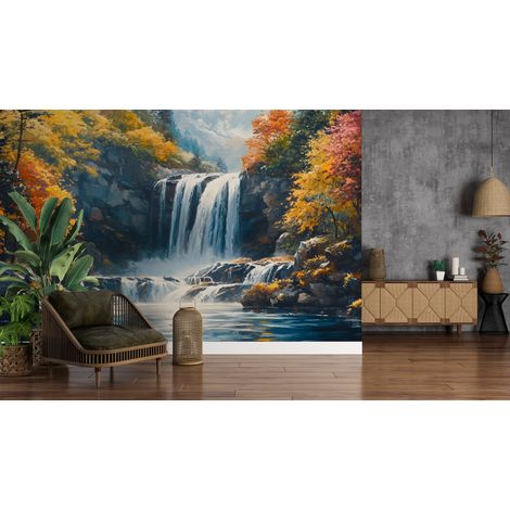 Papier peint cascades chutes dautomne fleuries - 150 x 250 cm (1/2)
