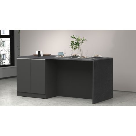Îlot de cuisine moderne 4 portes anthracite mat Solena (1/5)