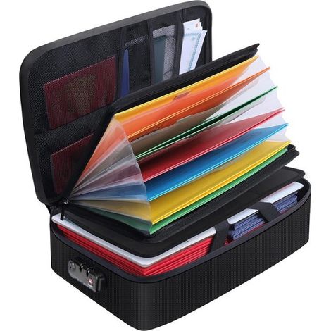 Dokumentenorganizer mit wärmeisolierter feuerfester Dokumententasche mit Schloss Dokumentenaufbewahrungsbox mit 7 Fächern Aktentaschen-Organizer