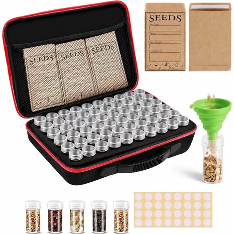 60 Seed Box Slots, Vegetable Seed Storage, Seed Organizer, Seed Storage Box with Self-Adhesive Labels (1/5)