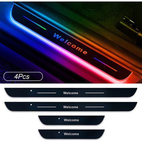 (Lot de 4) Éclairage d'ambiance infrarouge pour portières de voiture, bande LED à effet de couleur pour pédales, lampe de bienvenue, feu de signalisation anti-collision, éclairage pour véhicules. (1/4)