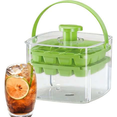 Bac à glaçons avec bac de rangement plateau presse réutilisable pratique et Moule pour blocs à glace pour le congélateur, cuisine, refroidissement de (1/5)