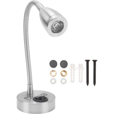Lampe de chevet LED pour camping-car, pivotant à 360 degrés, col de cygne Flexible, pour bateau, camping-car, camion, voitures, DC 12V à 24V, argent (1/5)