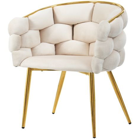 Modernluxe – Chaise gondole en velours résistant – pieds en métal doré – 50x47x80cm – Capacité 150kg – Pour salle à manger et espace détente (1/5)