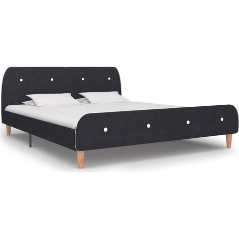 Bed Frame without Mattress Dark Grey Fabric 150x200 cm King Size vidaXL (1/5)