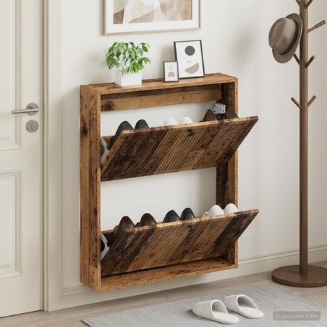 vidaXL Wall-Mounted Shoe Cabinet EDE 71 x 17 x 86 cm Engineered Wood (1/5)