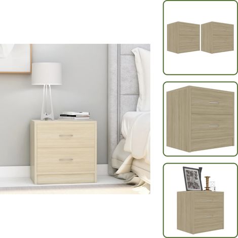 Nachttische 2 Stk. Sonoma-Eiche 40x30x40 cm Holzwerkstoff - Nachtschränke - Holznachtschränkchen - Nachttische Set - Behandeltes Holz - Sonoma Eiche