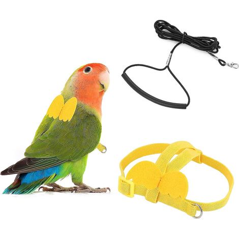 porte Perroquet (jaune M), Corde D'entranement Rglable Pour Perroquets Porte Perroquet, Corde D'entranement En Nylon Pour Oiseaux (1/5)