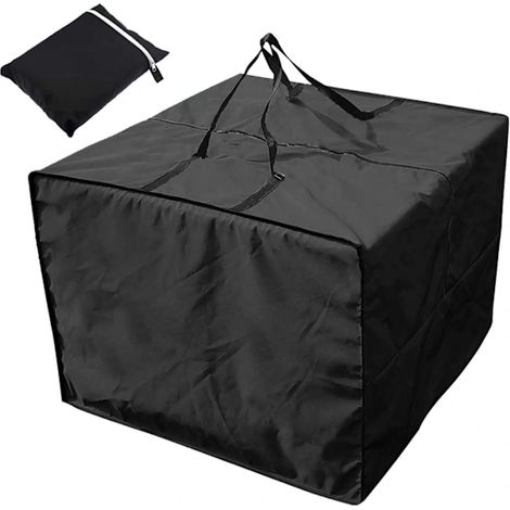 Housse de rangement noire imperméable 80x80x60cm pour coussins de mobilier de jardin (1/4)