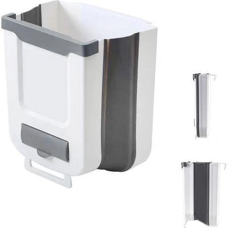 Hanging kitchen bin, foldable, for cabinets, office, bathroom, 25 x 18.5 x 28 cm, grey (1/5)