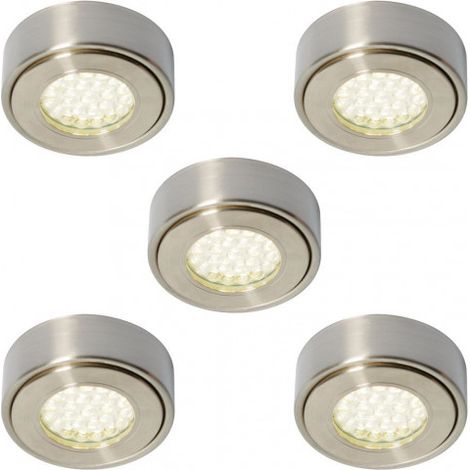 Litecraft Laghetto Under Cabinet Light Circular LED Fitting In Nickel - 5 Pack (1/3)