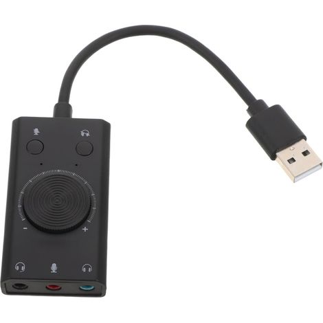 Adaptateur Audio USB Noir en Plastique Carte Son Externe pour PC Prise Microphone 3, 5mm, Contrôle du Volume Précis, Audio Haute Fidélité (1/5)