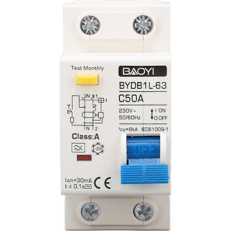 1P+N AC-Fehlerstromschutzschalter, DIN-Schienenmontage, Typ A, Mini-Leistungsschalter, 230 V, 50 A, 30 mA
