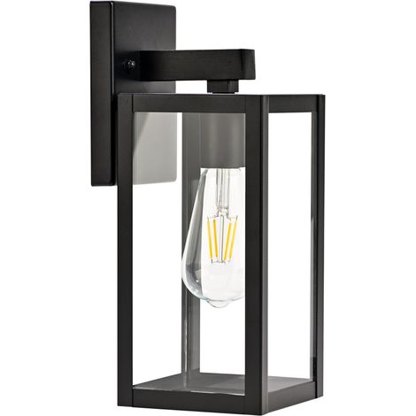 Leichte Aluminium-Außenwand für Veranda, Eingang, Tür, Terrasse und Garage, E27, Schwarz, 12,7 x 15,5 x 33 cm