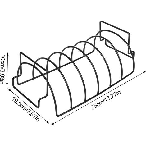 Support pour Grill Professionnel Métal Noir - BBQ Tools pour 6 Ribs de Viande, Grille avec Base de Cuisson Rack et Porte-Steak (1/5)