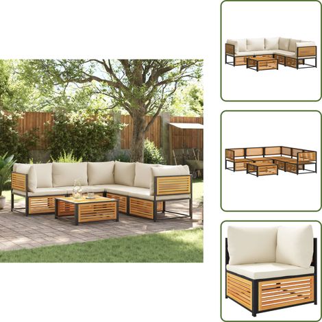 Salon de jardin avec coussins 6 pcs bois d'acacia solide - Salon De Jardin - Canapé D'extérieur - Meuble De Jardin - Acacia - Table De Jardin (1/5)