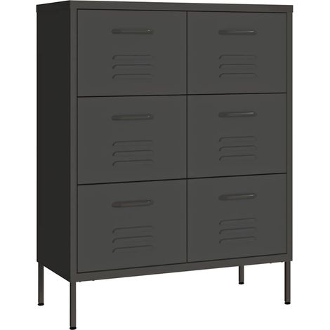 Maison Exclusive - Cassettiera Antracite 80x35x101,5 cm in Acciaio (1/5)