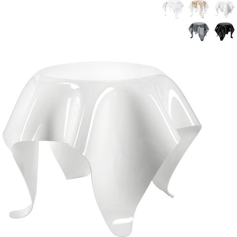 Tavolino basso rotondo 60cm di design in plexiglass trasparente Drappeggi - Bianco