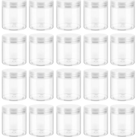 Lot de 20 bocaux en PET transparent – Hermétiques – Large ouverture 7x8,5 cm – Épices, cosmétiques, confiserie (1/5)